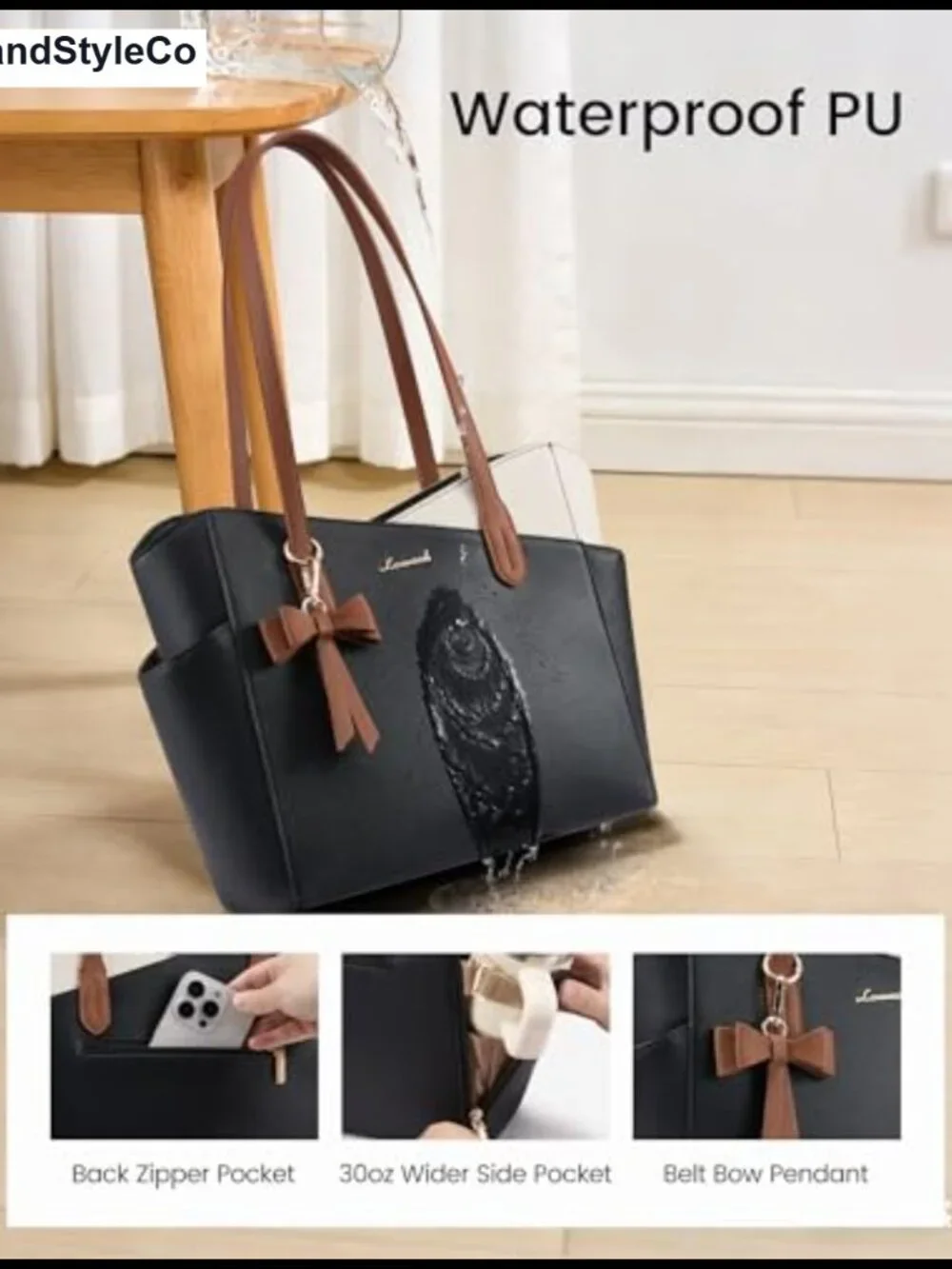 Structured PU Leather Satchel Tote Purse for Women, Fits 11